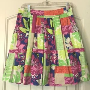 Lilly Pulitzer Pleated Floral Patchwork Skirt